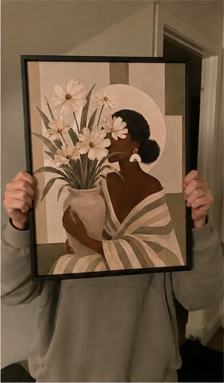 Customer photo review of Woman With Flowers Canvas Wall Art