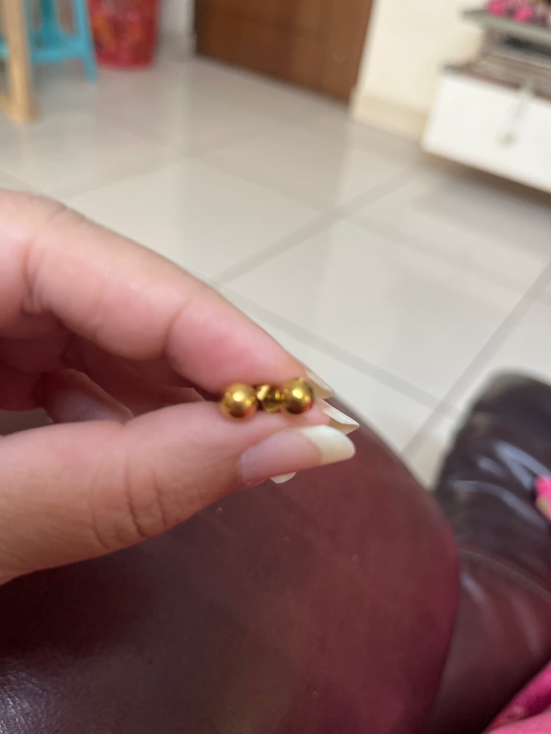 Customer photo review of Plain Ball Stud Earrings