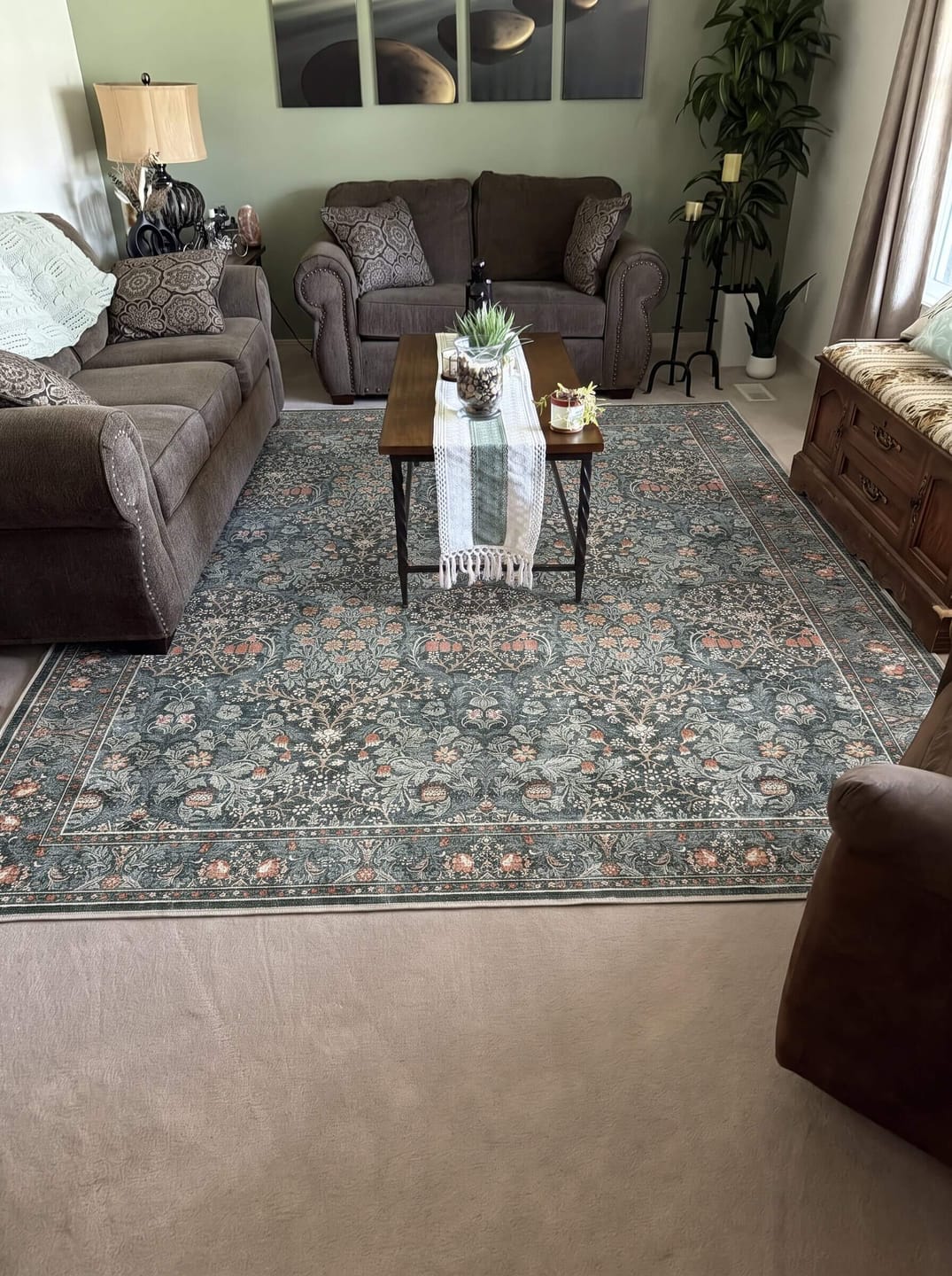 Customer photo review of Eden Washable Area Rug -  Dark Green