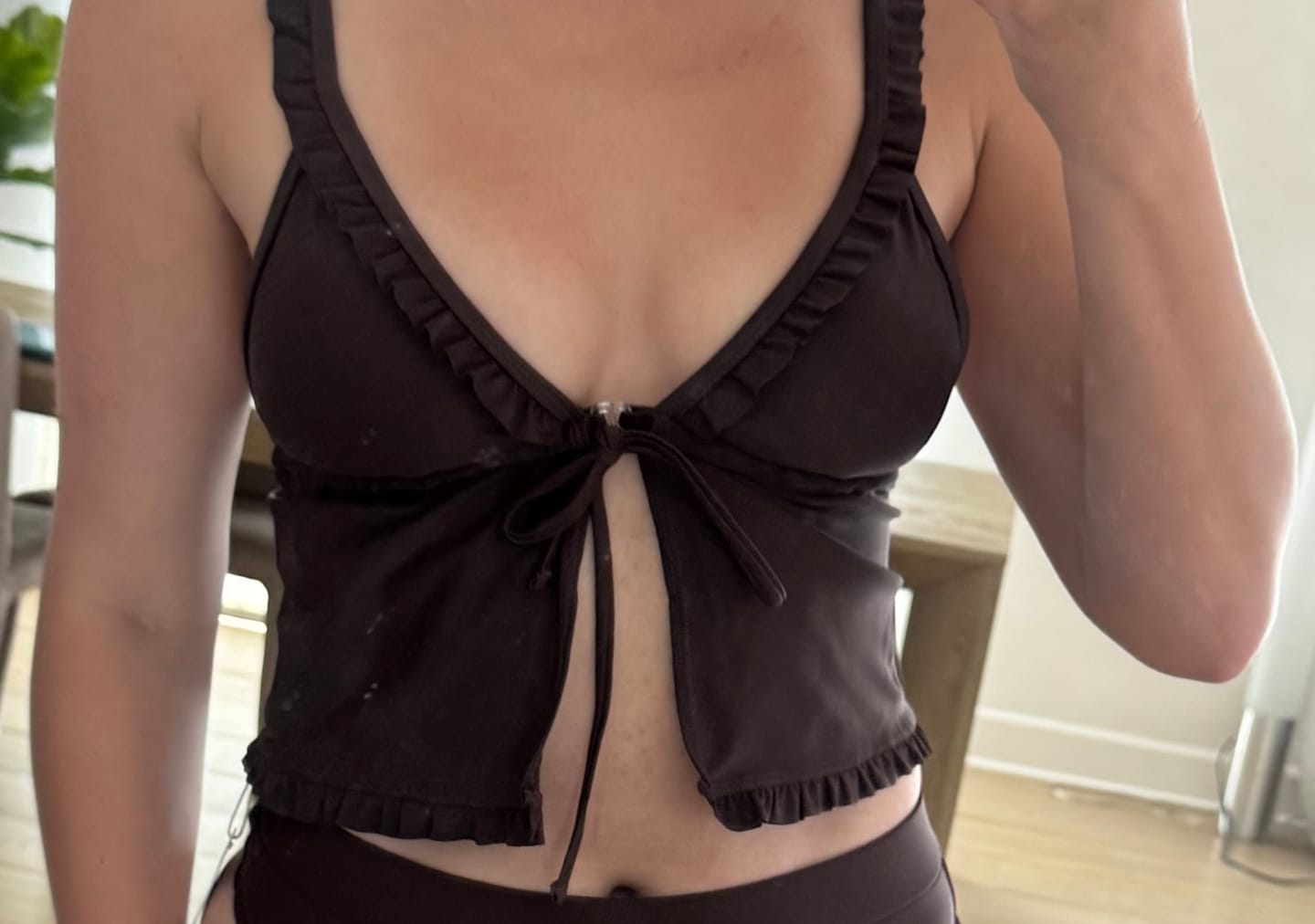 Customer photo review of LILY-TANKINI Cacao Ruffle Triangle Tankini Top