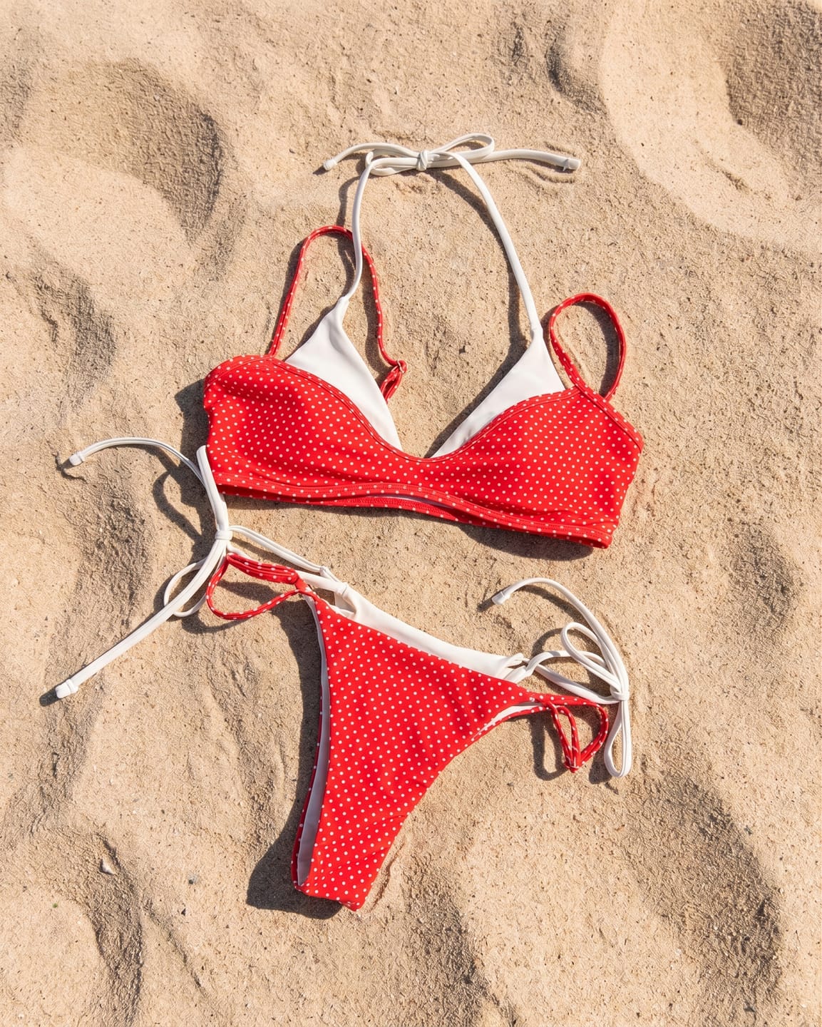 Customer photo review of Seamolly Polka Dot Print Tie Side Double Layer Bikini Set