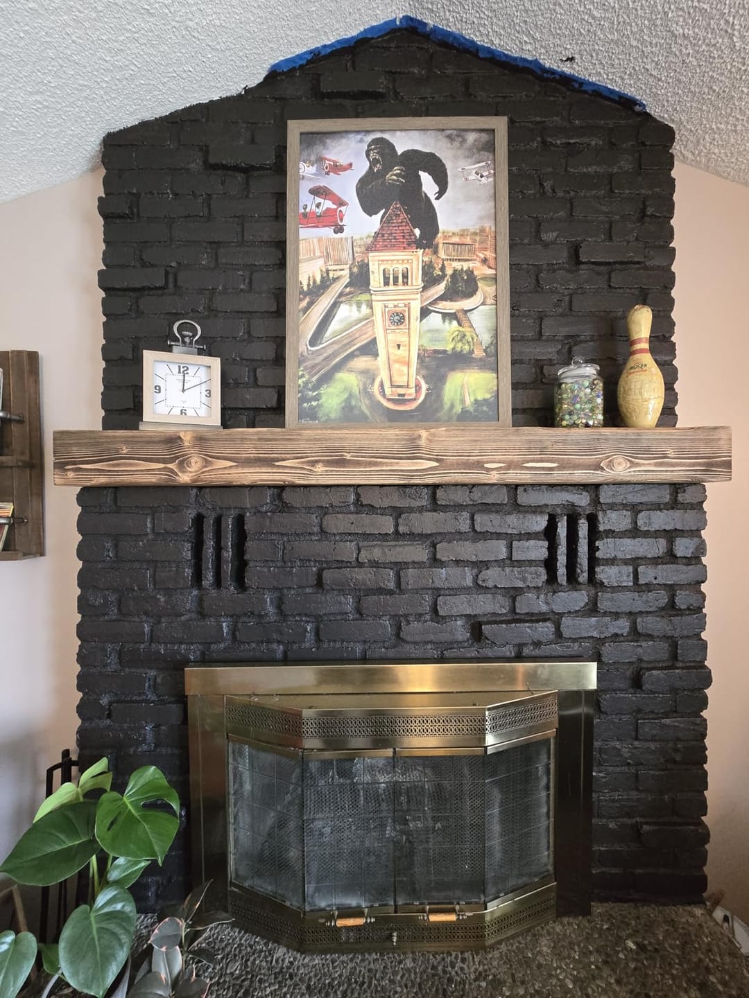 Customer photo review of 60" Handcrafted Real Wood Fireplace Mantel