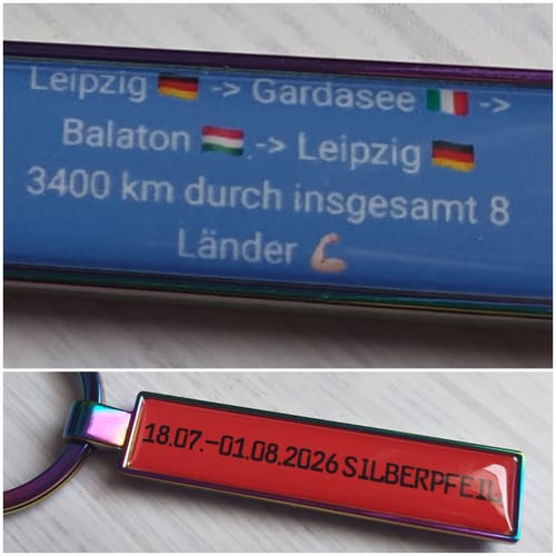 Customer photo review of Metall Schlüsselanhänger personalisiert mit Name, Text, Spruch und Foto