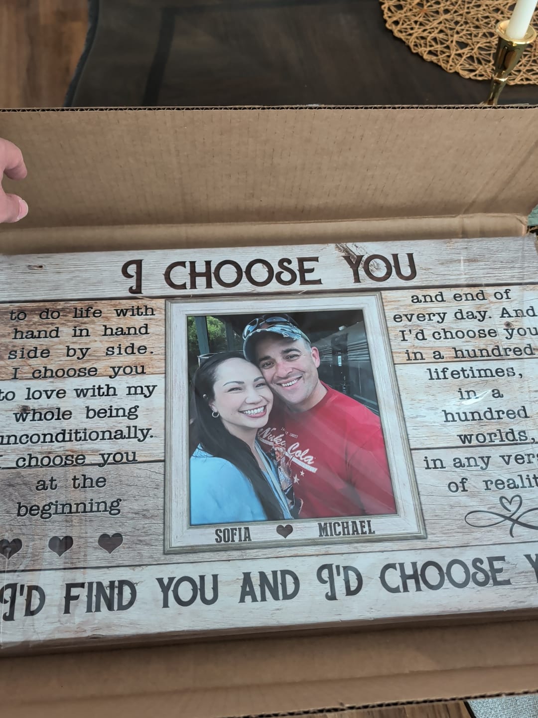 Customer photo review of Personalized Canvas Prints, Custom Photos, Loving Gift For Couple, Couple Gift, Anniversary Gift, When I Say I Love You More Dem Canvas