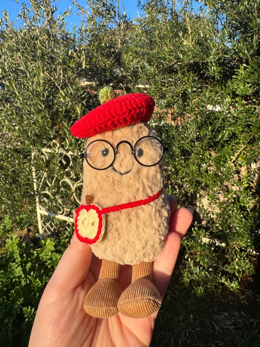 Customer photo review of Crochet Apple Hat & Apple Slice Crossbody Bag Set | Fits 15cm Jellycat Plush (Custom Sizes Available) | Cute Stuffed Animal Outfit