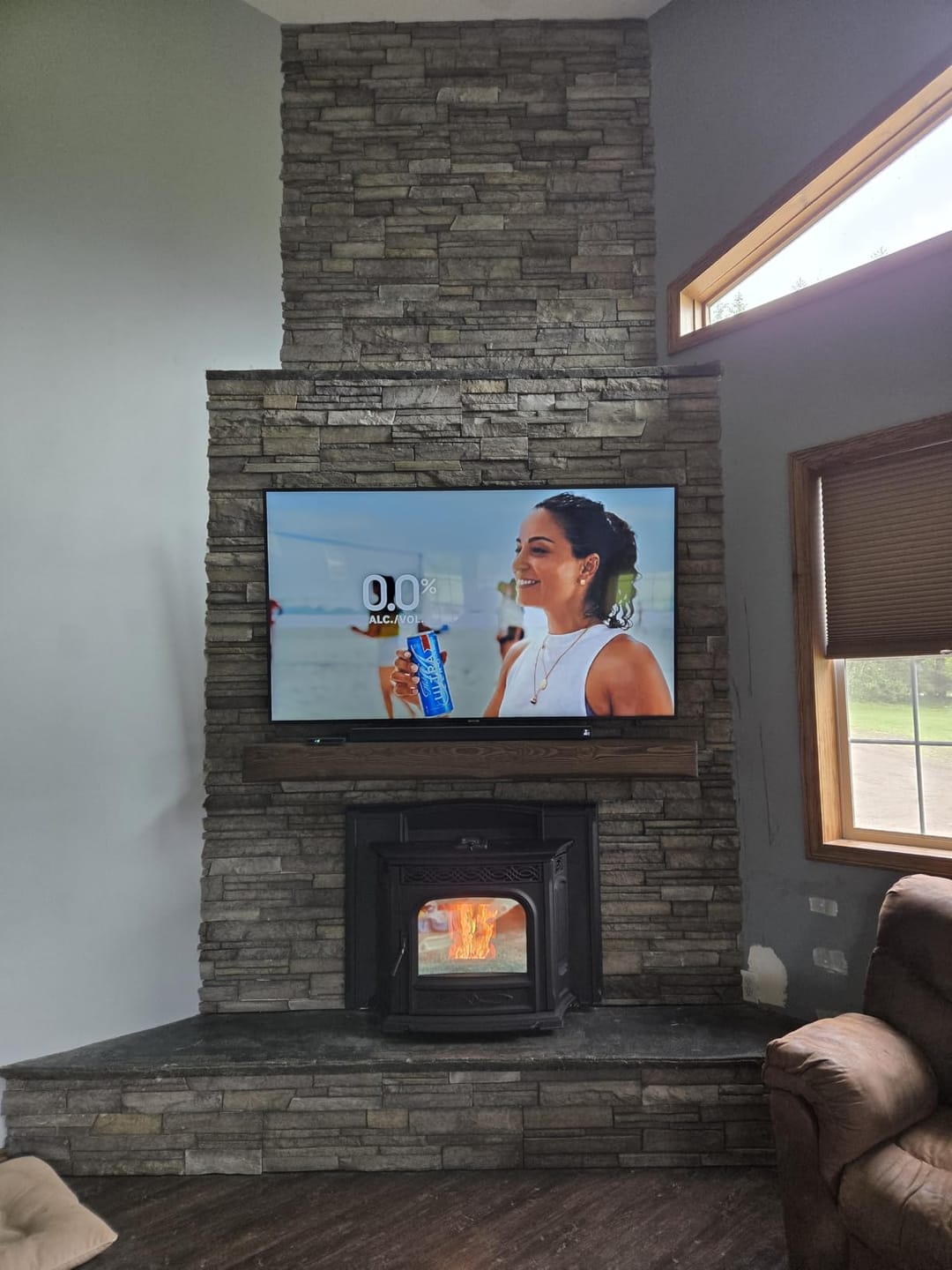 Customer photo review of 60" Handcrafted Real Wood Fireplace Mantel