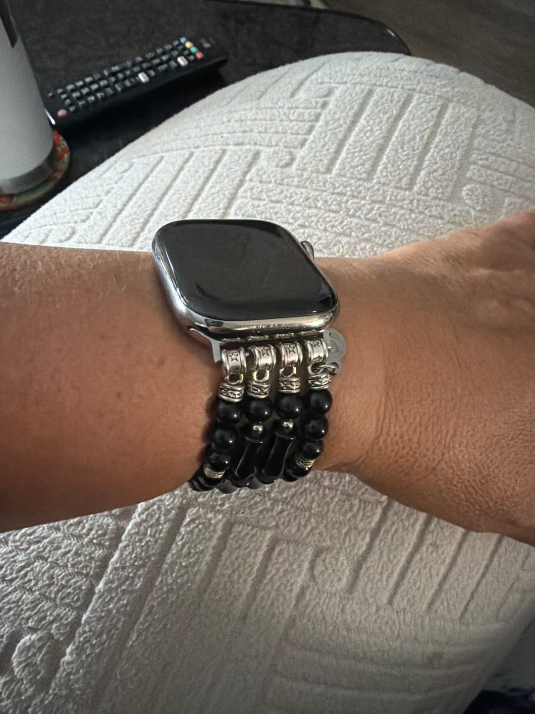 Customer photo review of Moonlight Agate Stretch Apple Watch Strap