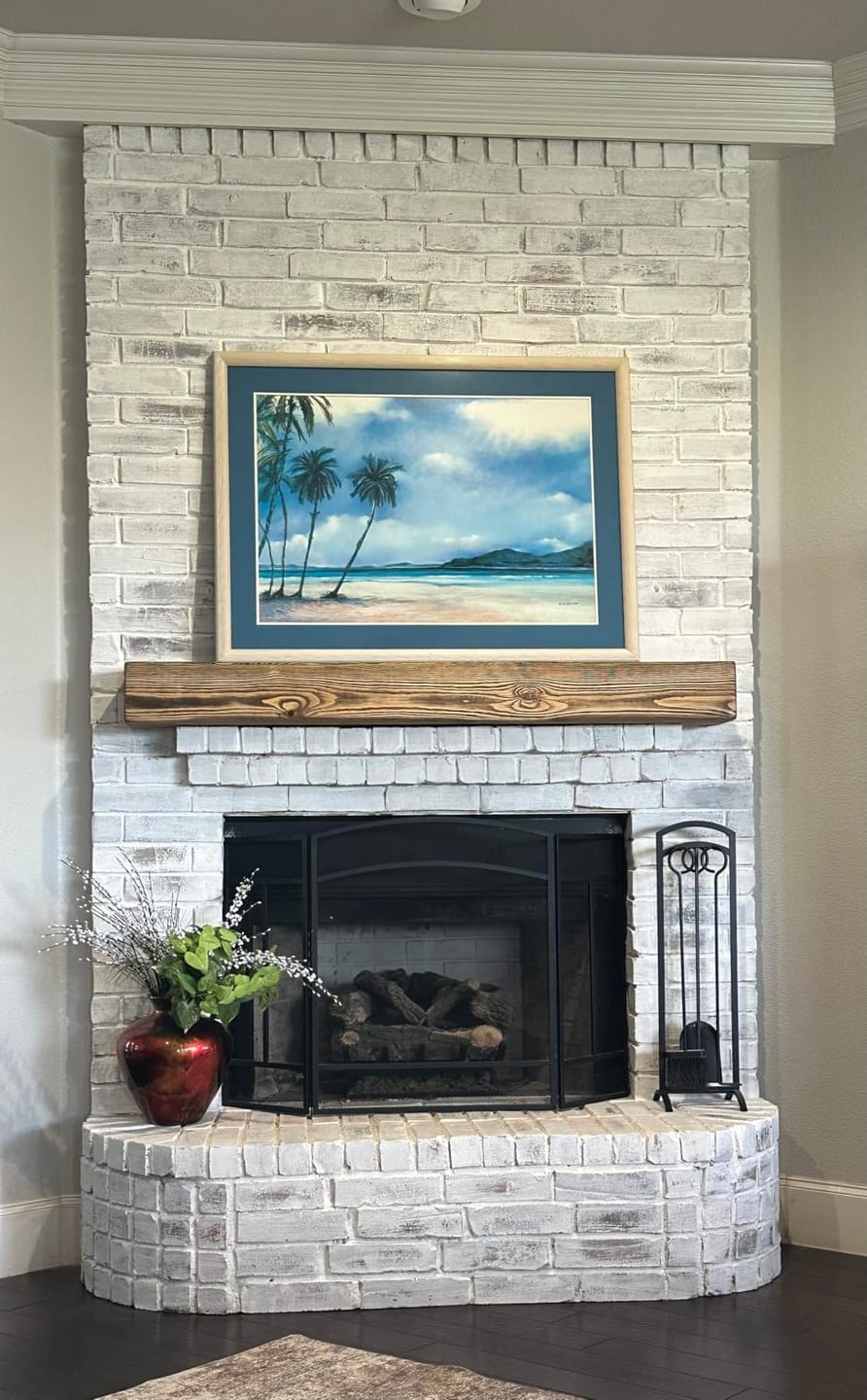 Customer photo review of 60" Handcrafted Real Wood Fireplace Mantel