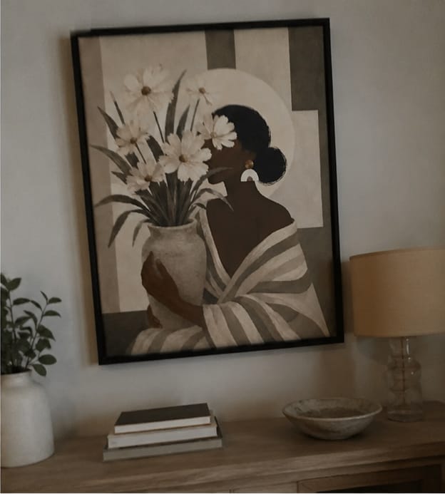 Customer photo review of Woman With Flowers Canvas Wall Art