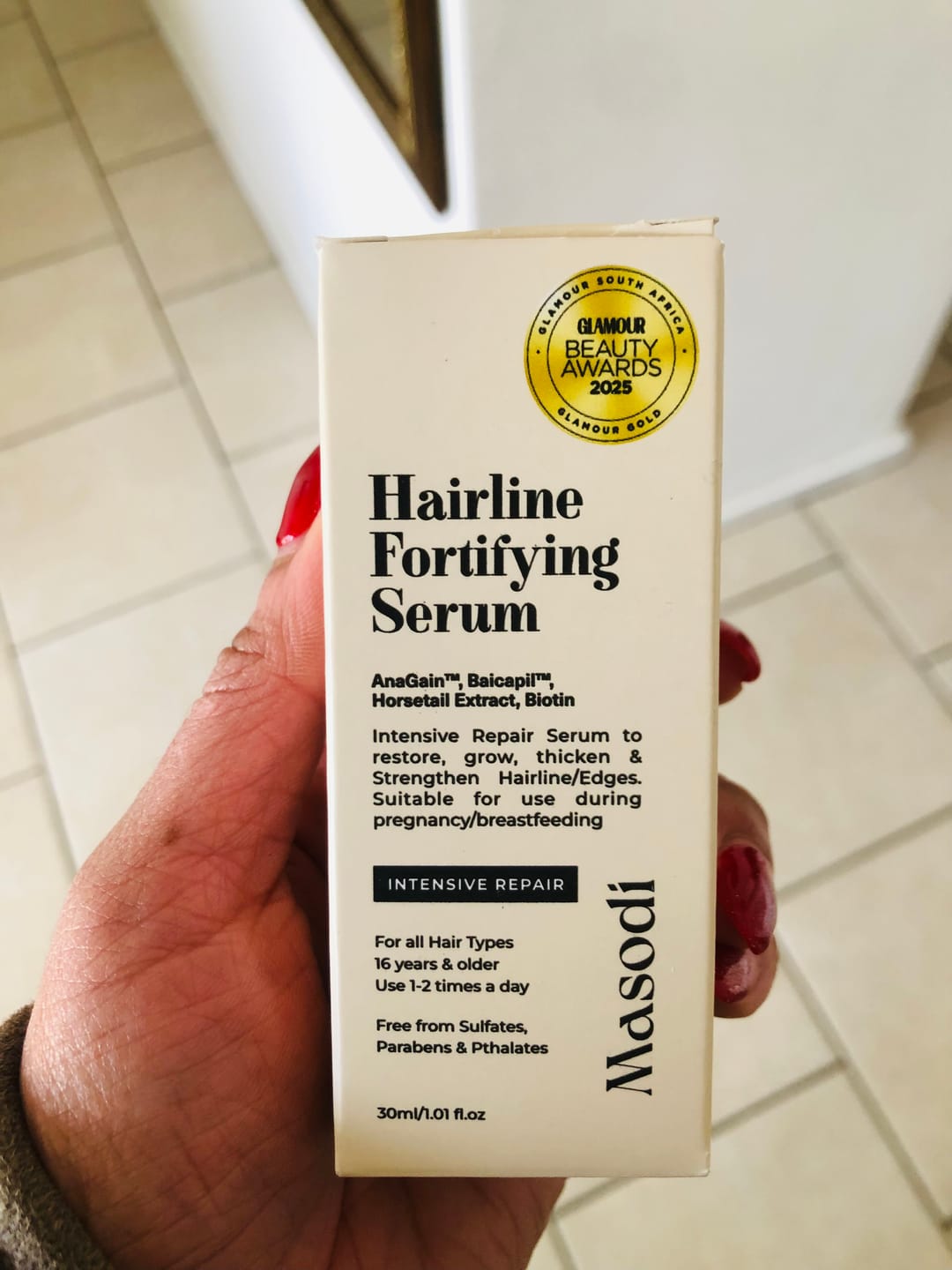 Customer photo review of Hairline Fortifying Serum 30ml