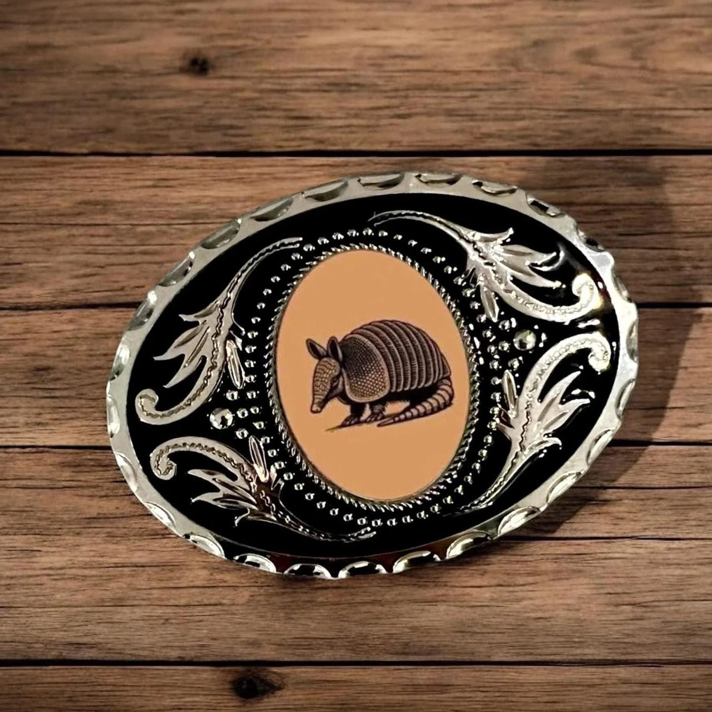 Customer photo review of Belt Buckle for Men and Women, Western Cowboy Accessory with Armadillo