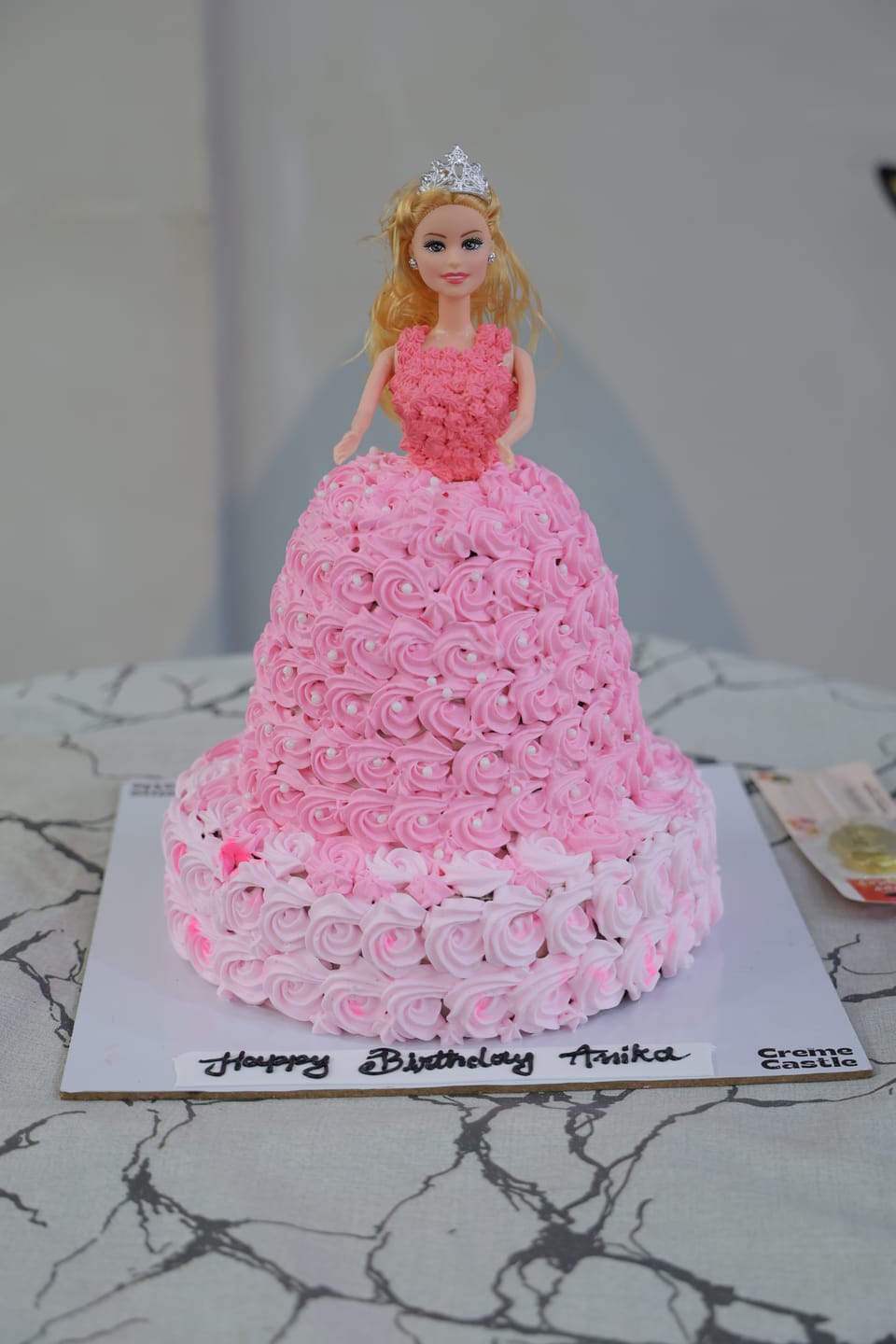 Customer photo review of Barbie Pink Floral Cake