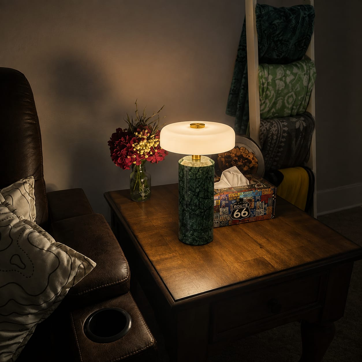 Customer photo review of Wireless Marble Glass Table Lamp