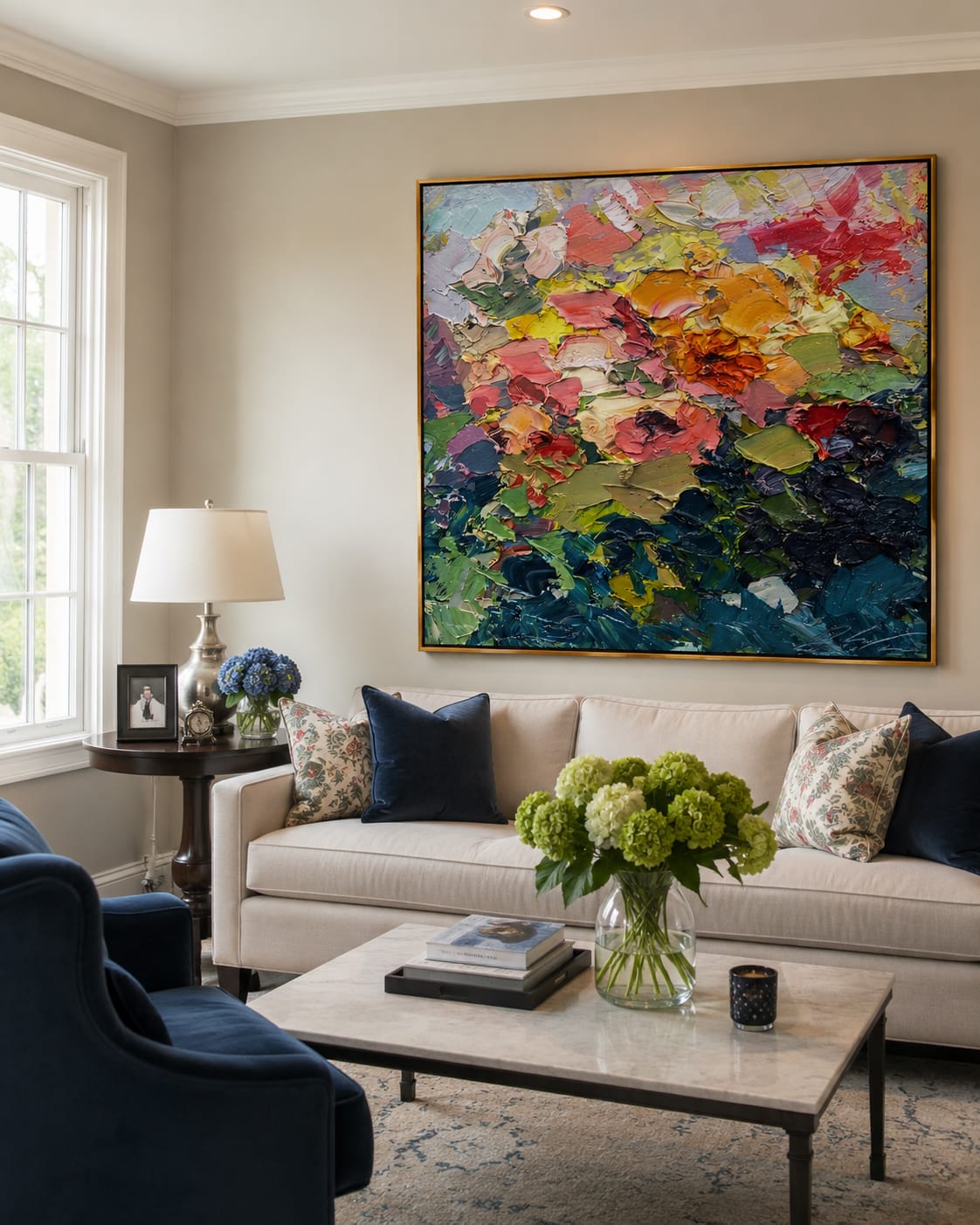 Customer photo review of Crimson Petal Blaze – Bold Abstract Floral Painting | Colorful Textured Square Wall Art