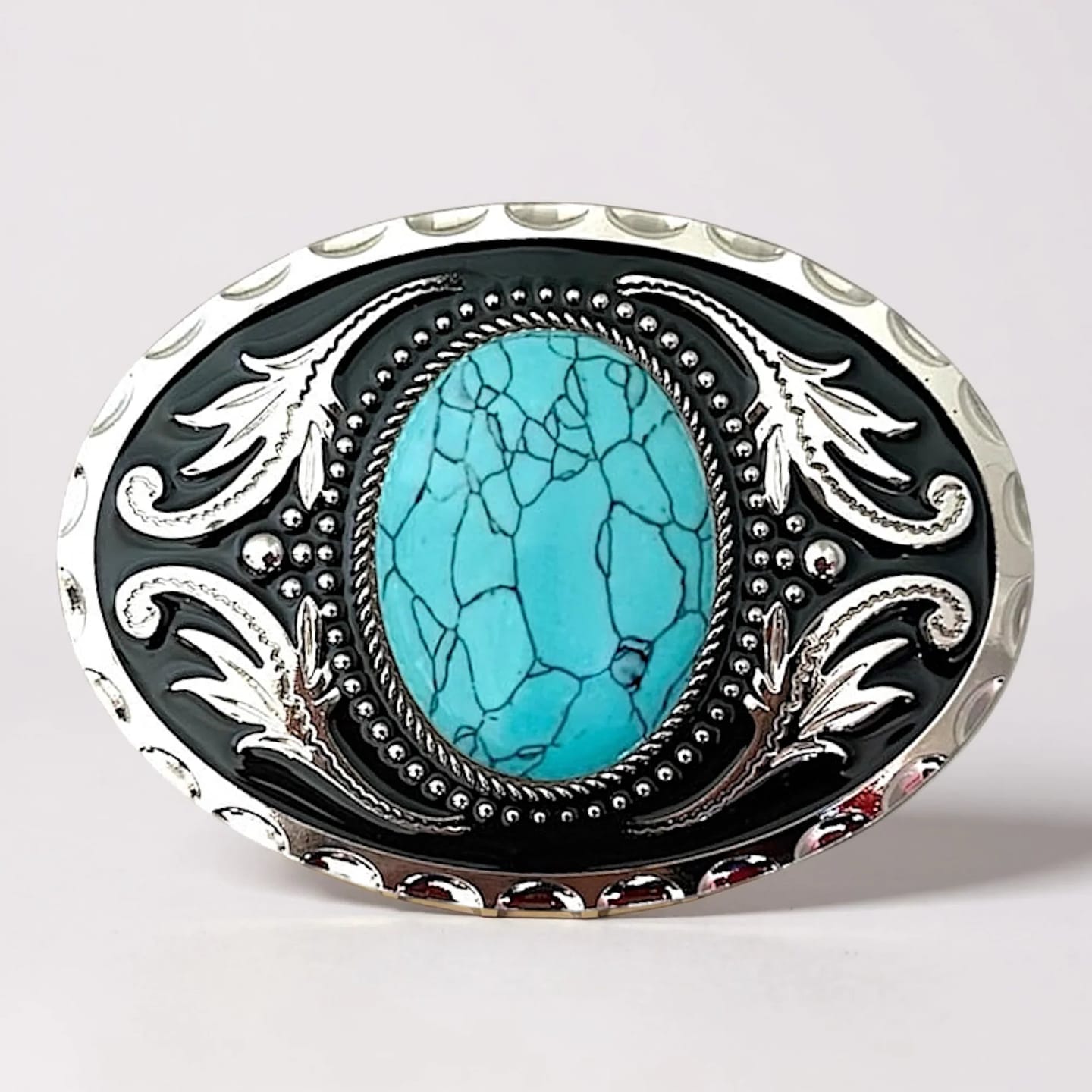 Customer photo review of Turquoise Belt Buckle – Western Cowboy Accessory with Zinc Alloy