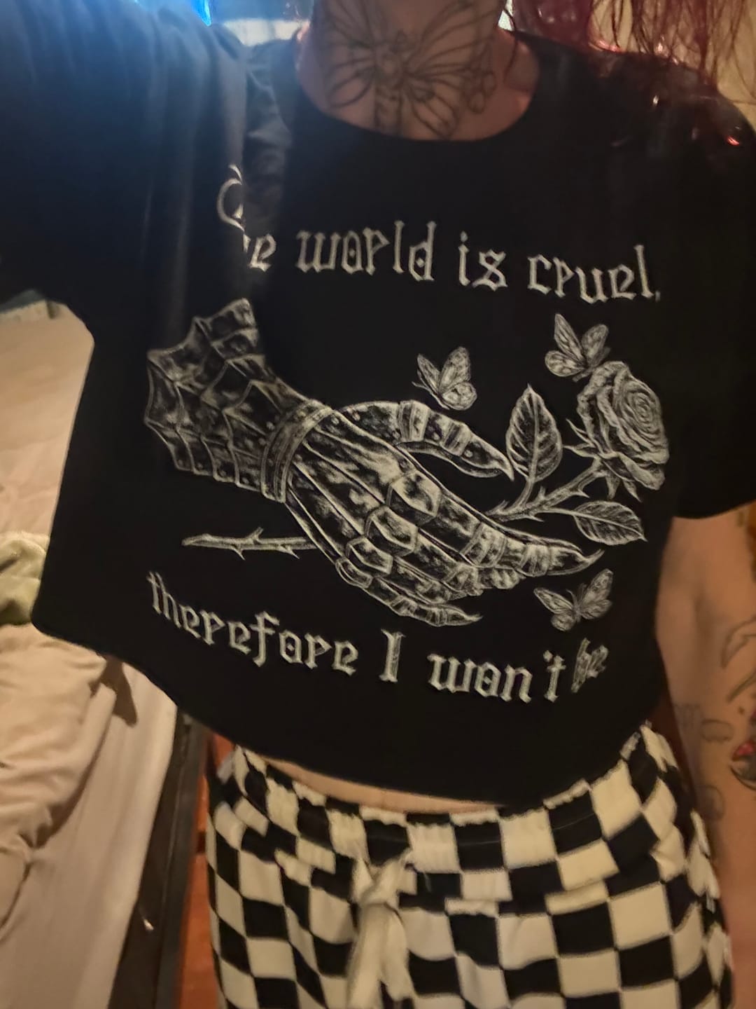 Customer photo review of Cruel World Crop Tee
