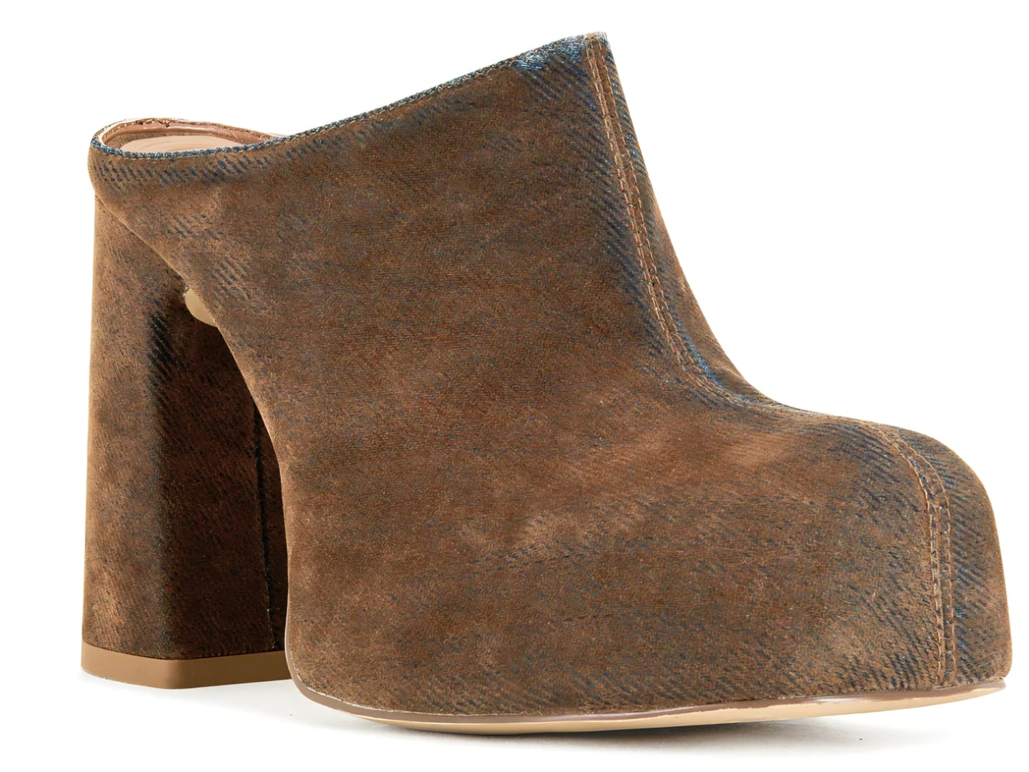 Customer photo review of FLOREA-BROWNDENIM PLATFORM MULE