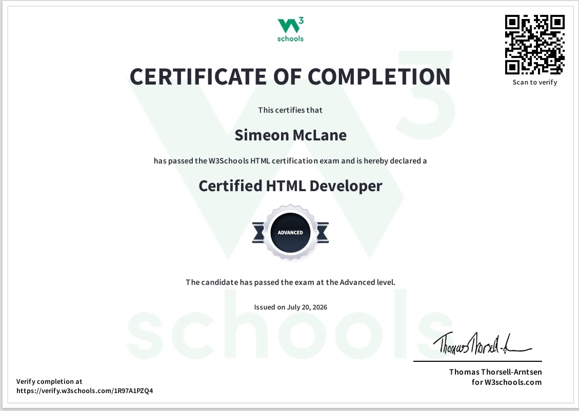 Customer photo review of HTML Certification Exam