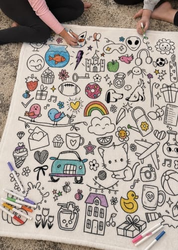 Customer photo review of Custom Blanket - For Adults - DIY Drawing with Markers