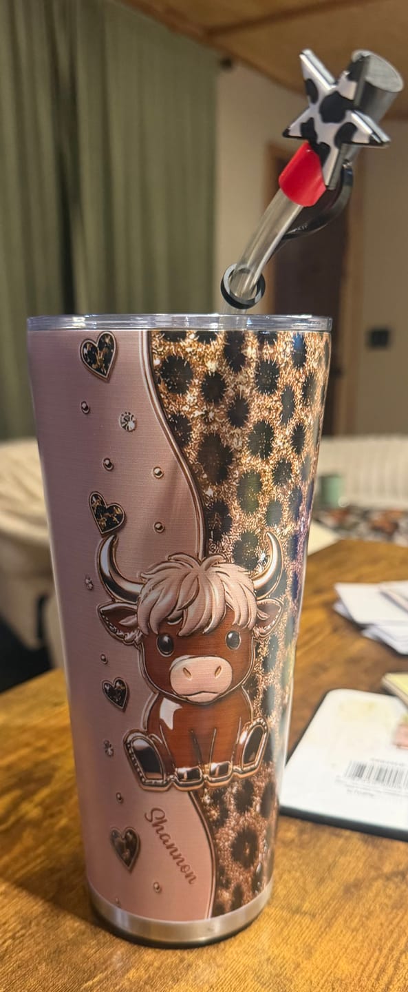 Customer photo review of Cute Highland Cow - Personalized Highland Cow Tumbler