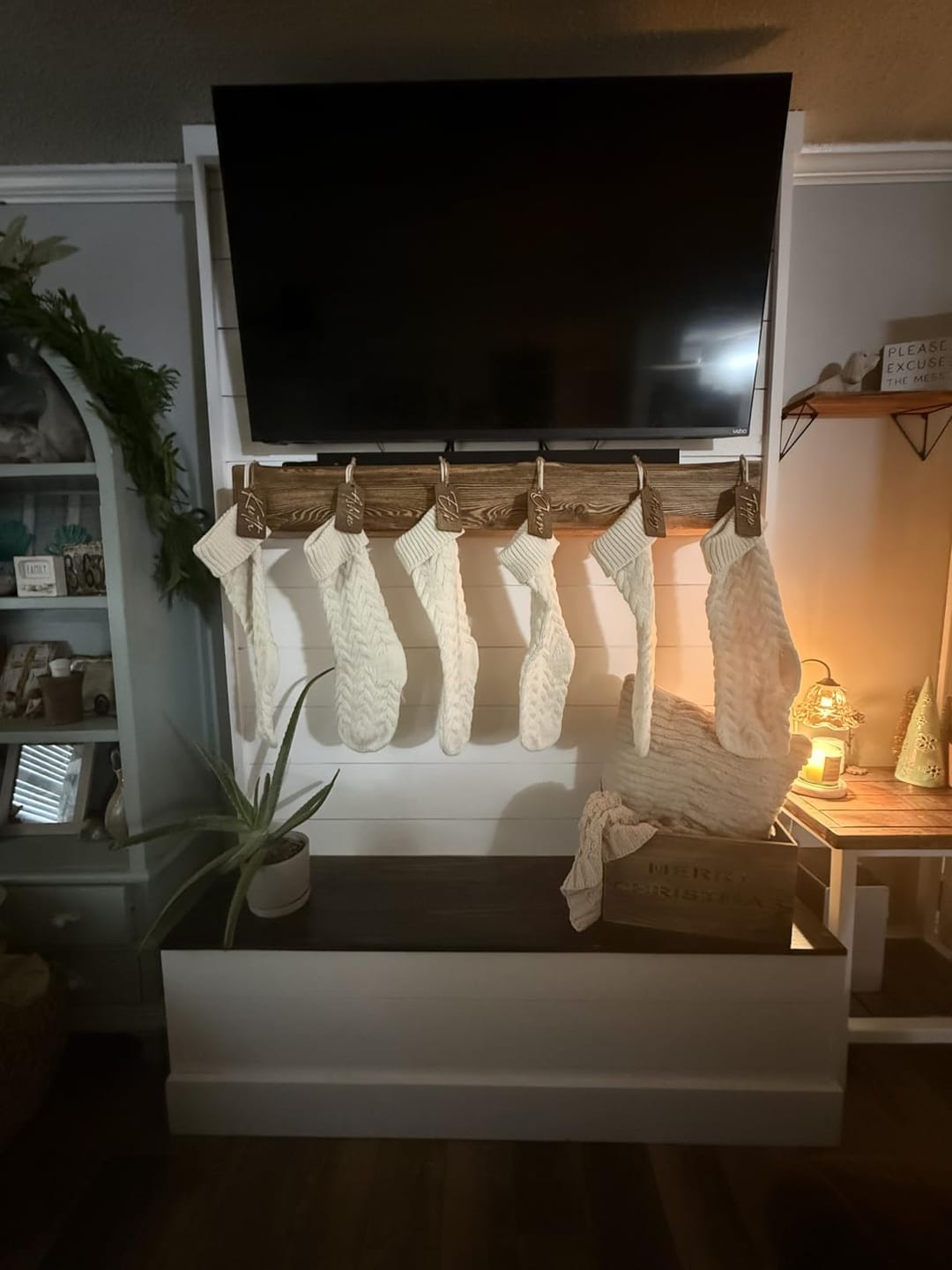 Customer photo review of 60" Handcrafted Real Wood Fireplace Mantel