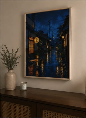 Customer photo review of Japanese Night Street Canvas Wall Art