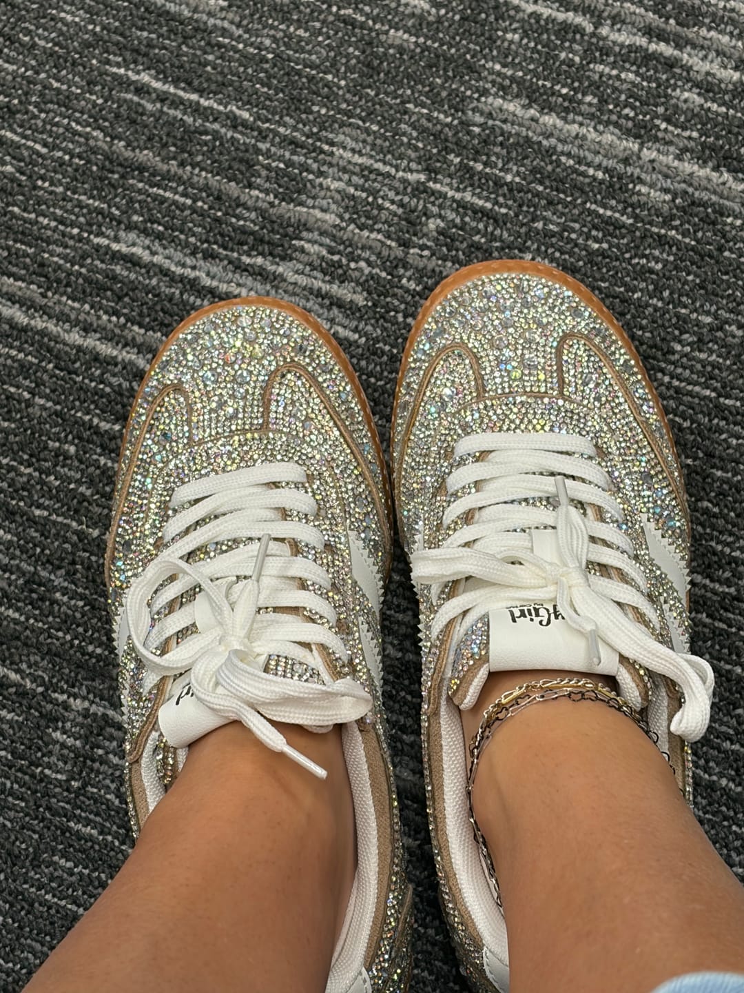 Customer photo review of Corky's Rhinestone Calm Down Sneakers