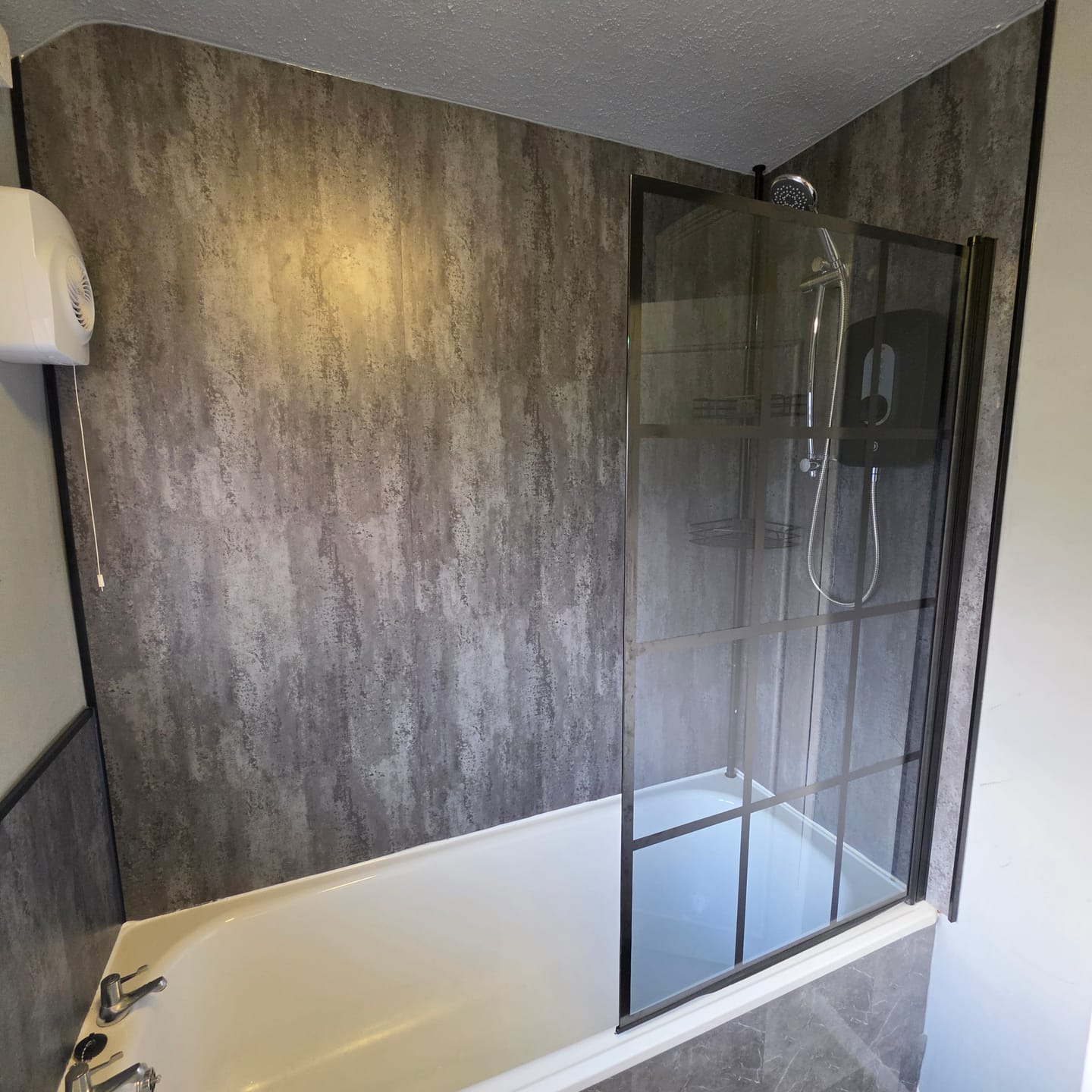 Customer photo review of Premium Black Graphite Matt Shower Wall Panel – 1M x 2.4M