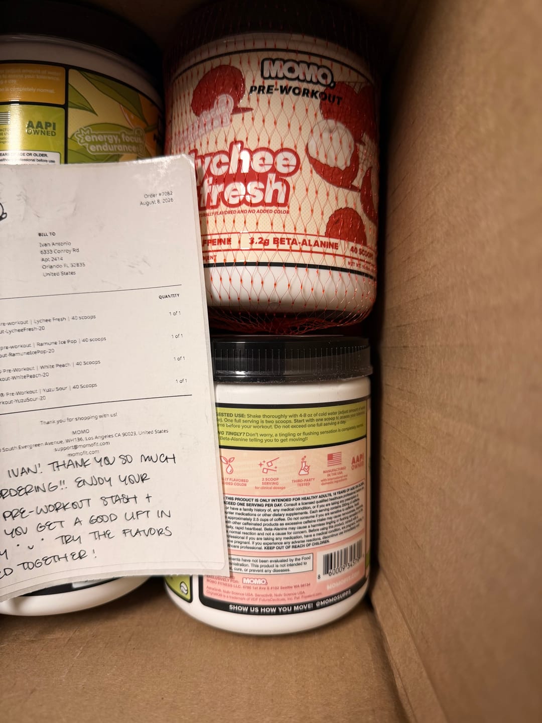 Customer photo review of MOMO® Pre-Workout | White Peach | 40 Scoops