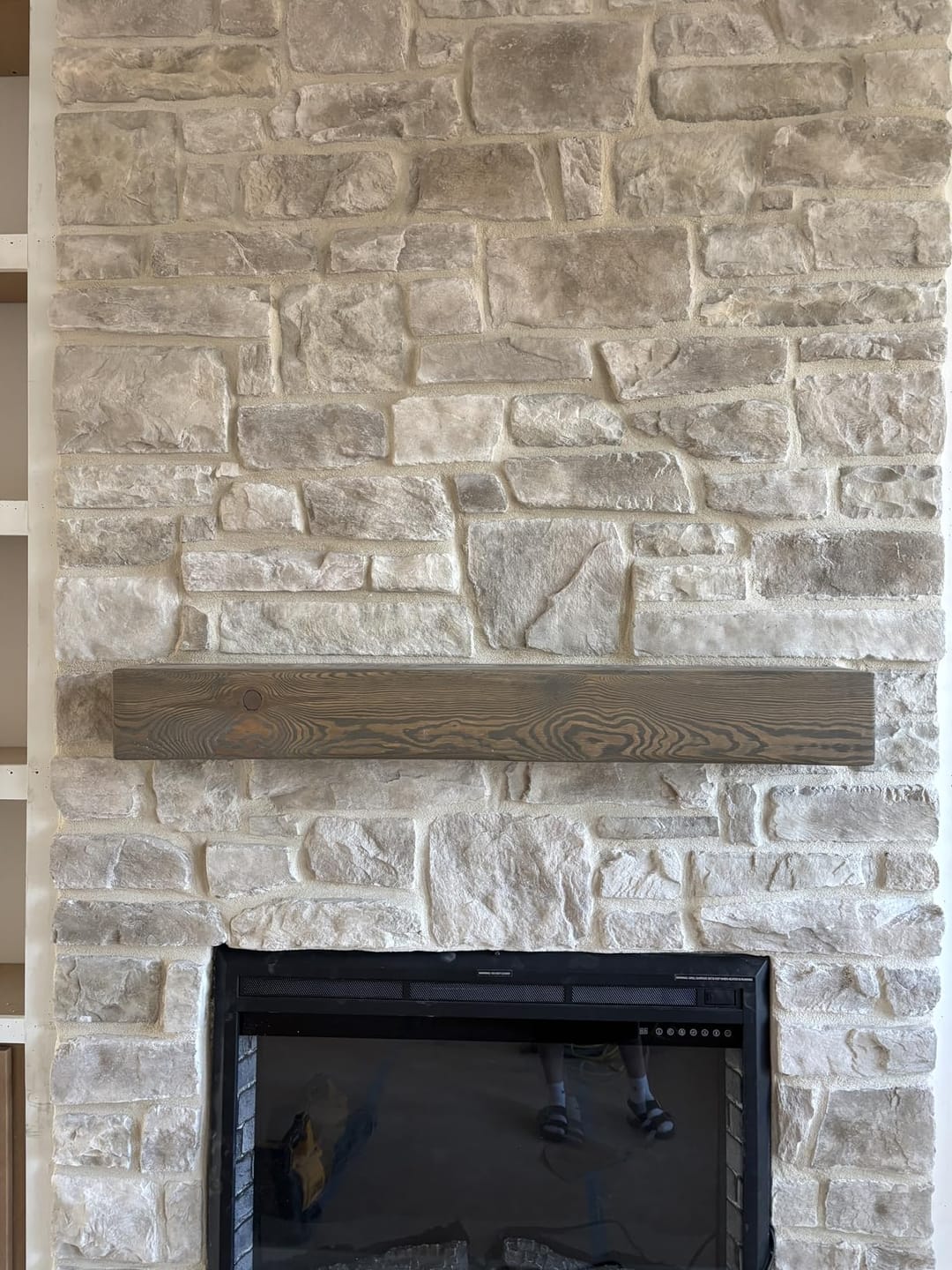 Customer photo review of 60" Handcrafted Real Wood Fireplace Mantel