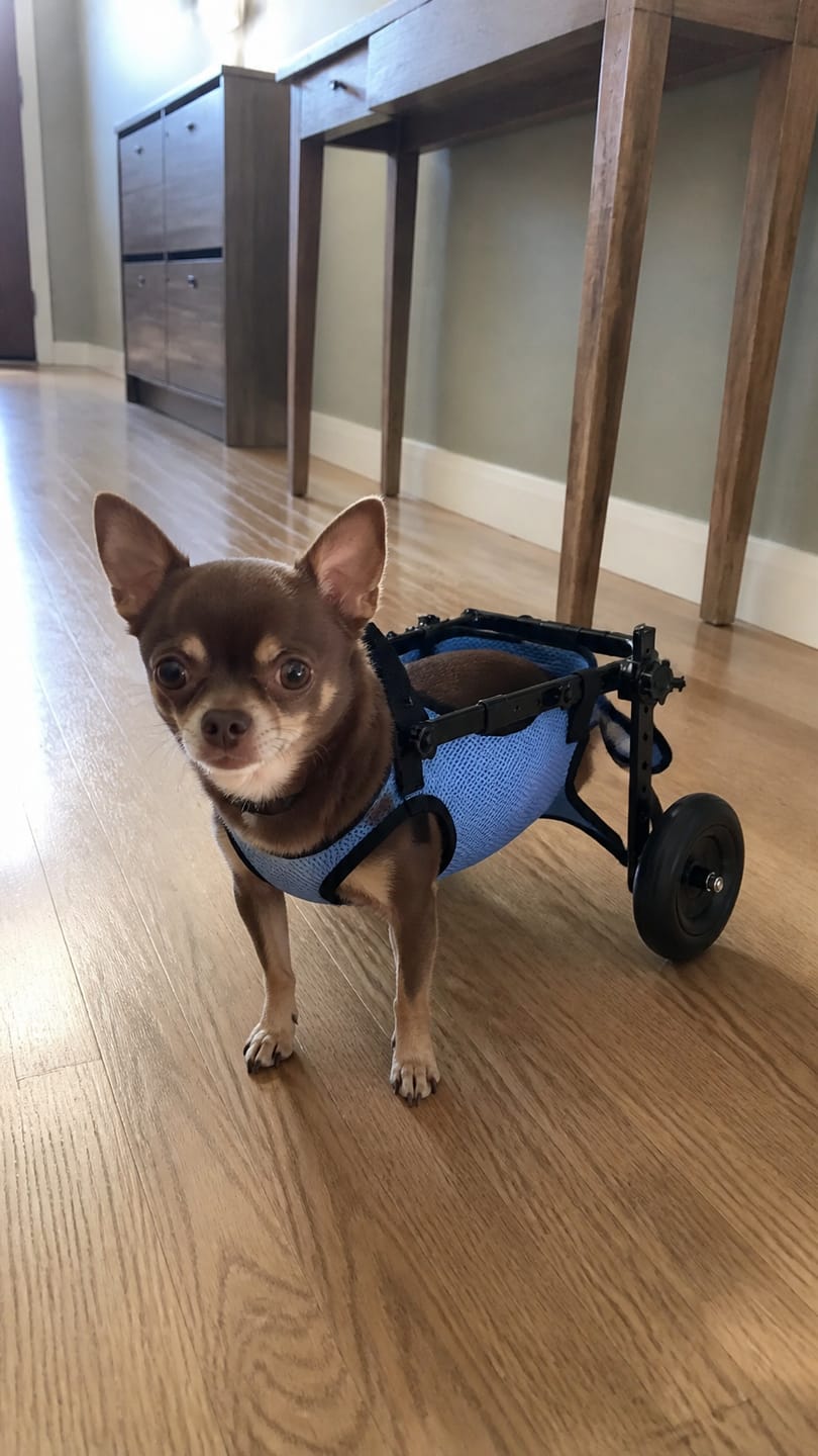 Customer photo review of JoyStride Dog Wheelchair for Small & Medium Breeds
