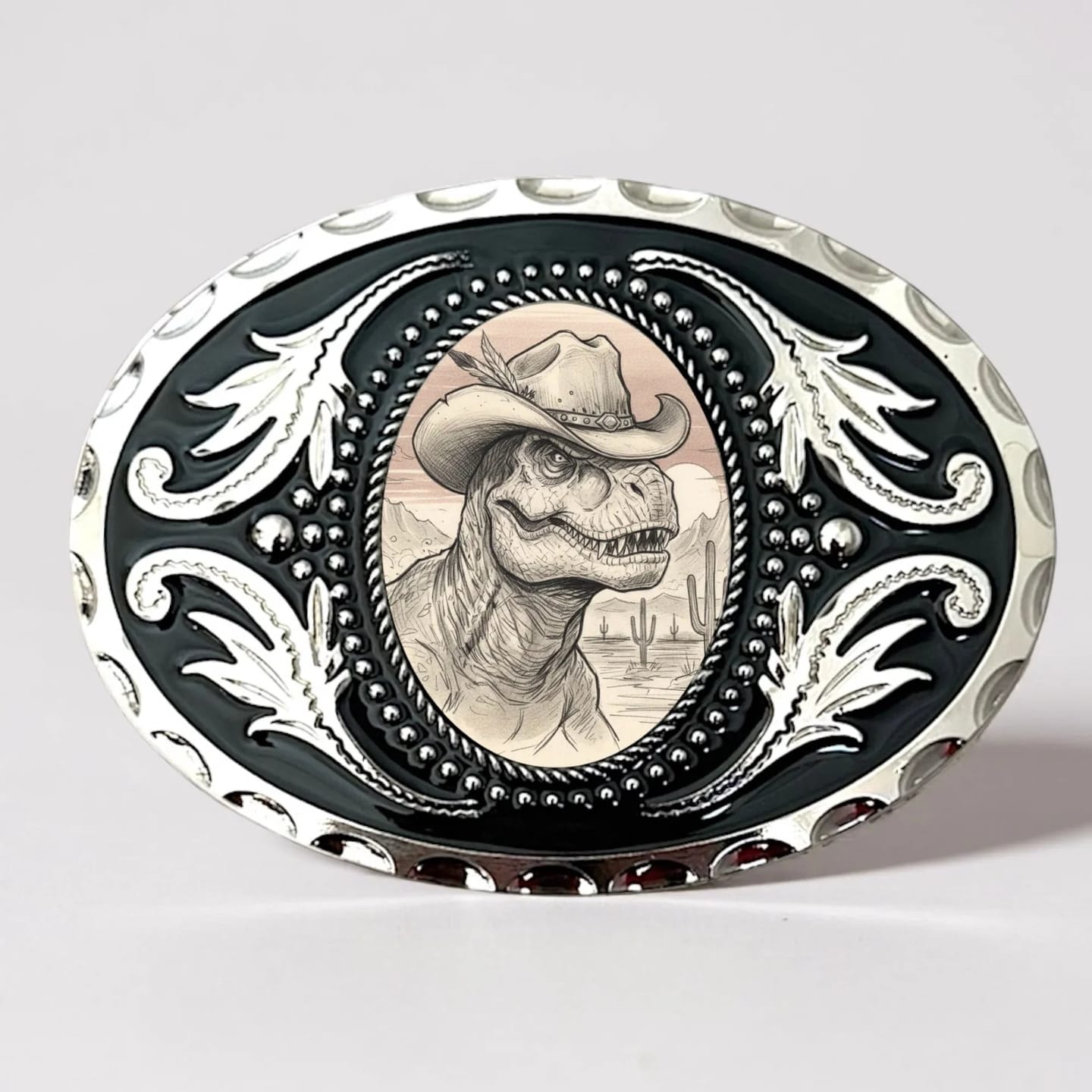 Customer photo review of Dinosaur Belt Buckle - Men's Oval Buckle With Etched Dino Design