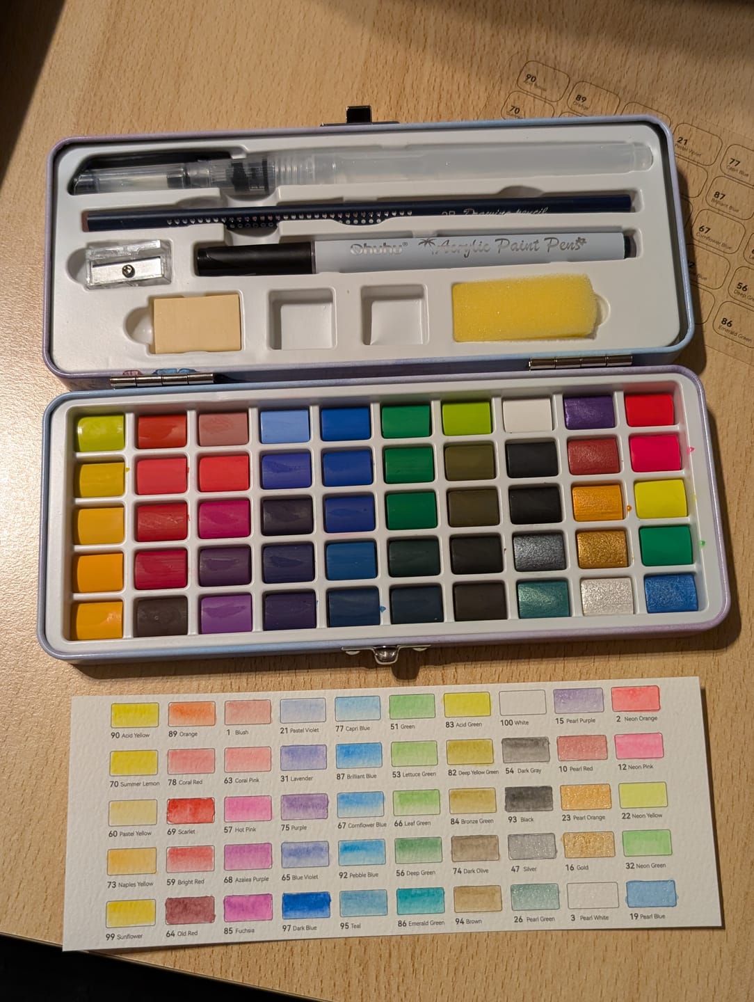 Customer photo review of Ohuhu 50 Colors Portable Watercolor Paint Set