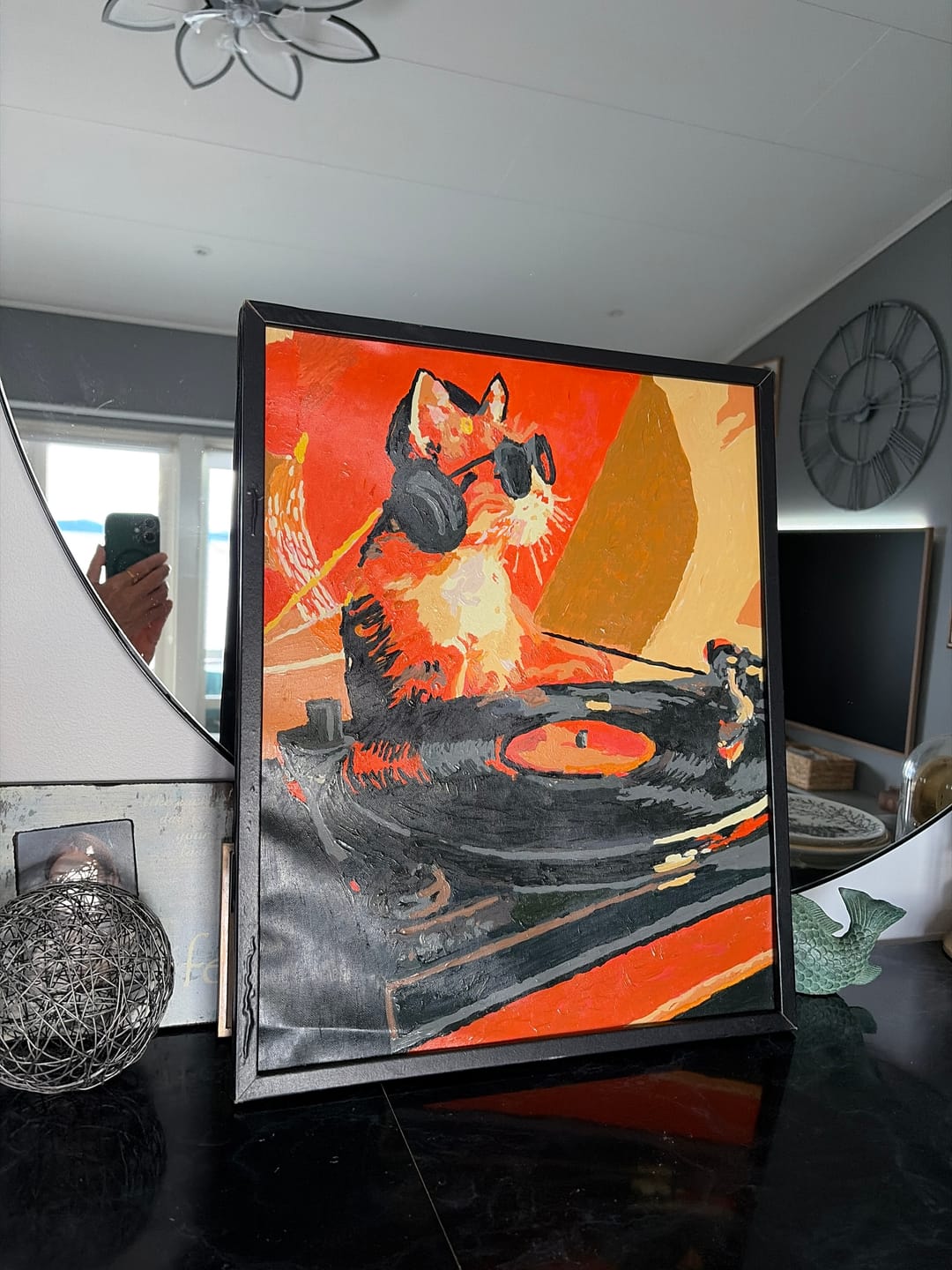 Customer photo review of Cat is a DJ | Paint by Number