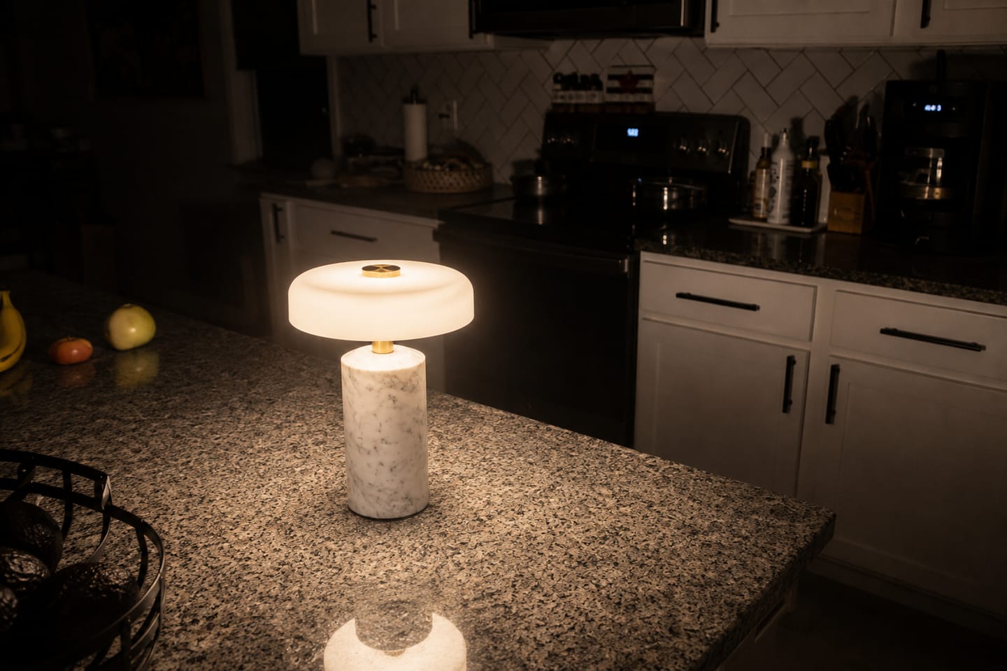 Customer photo review of Wireless Marble Glass Table Lamp