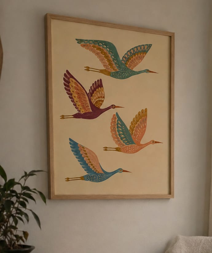 Customer photo review of Colorful Crane Canvas Wall Art