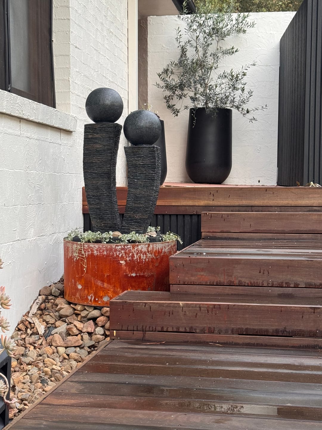 Customer photo review of Tower Ball Duo Abstract Water Feature - Charcoal 107cm