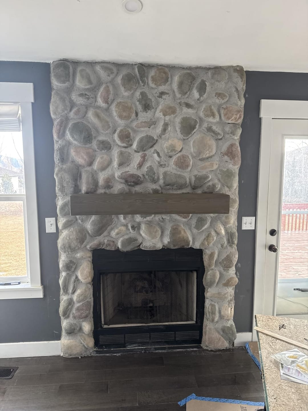 Customer photo review of 60" Handcrafted Real Wood Fireplace Mantel