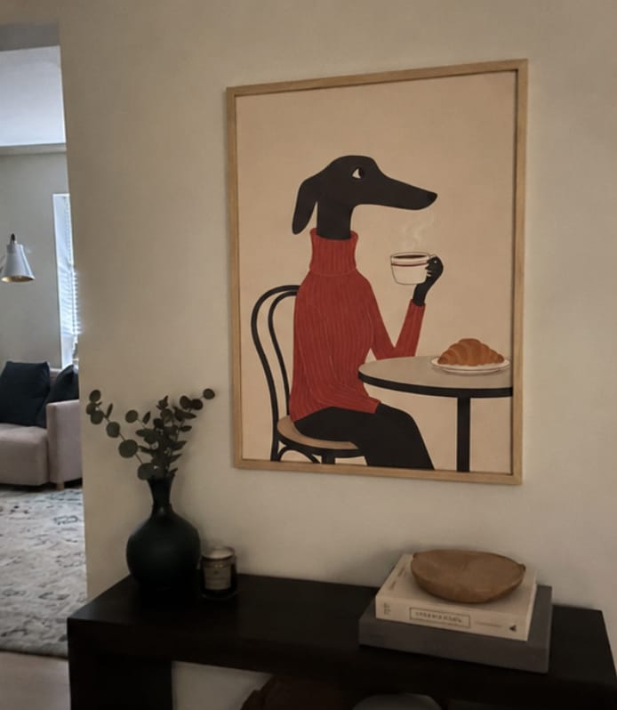 Customer photo review of Greyhound Coffee Canvas Wall Art