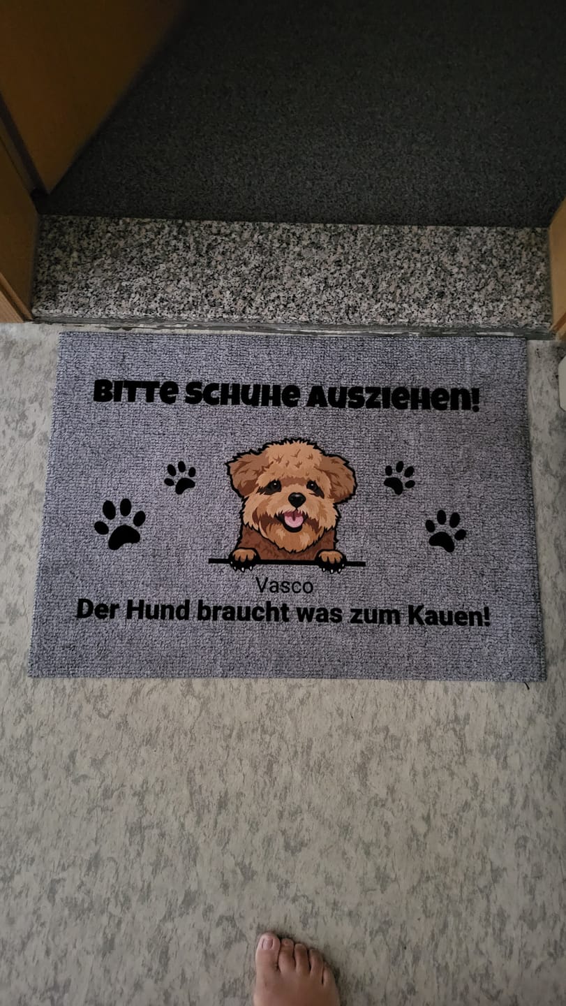 Customer photo review of Personalisierte Fußmatte - Bitte Schuhe ausziehen