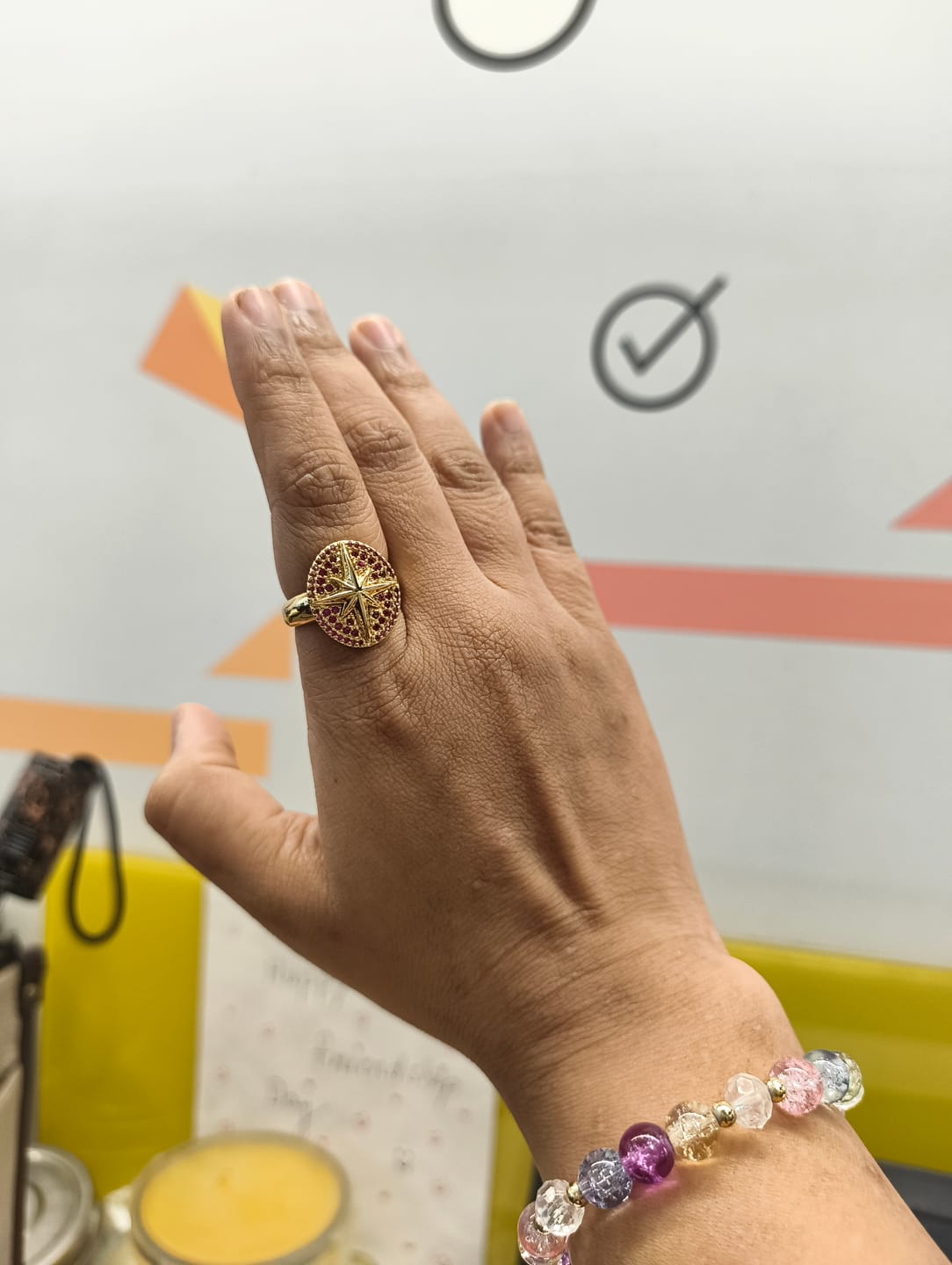 Customer photo review of 18K Gold Plated Butterfly Anti-Tarnish Waterproof Ring