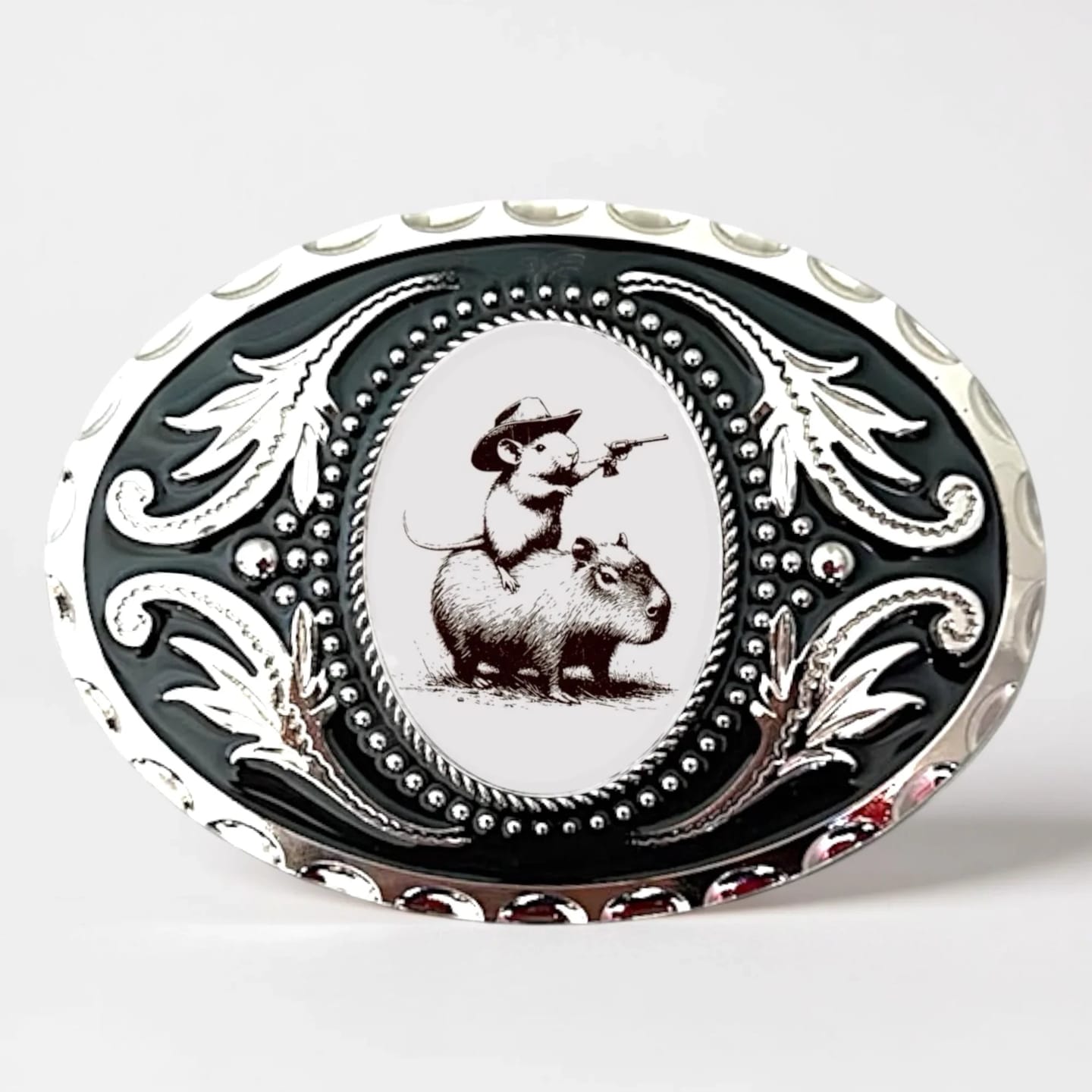 Customer photo review of Capybara Belt Buckle, Cowboy Western Accessory