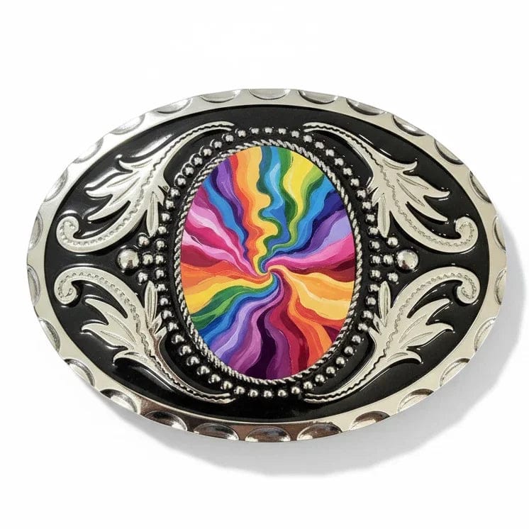 Customer photo review of Rainbow Belt Buckle Cowboy Western Accessory Pride