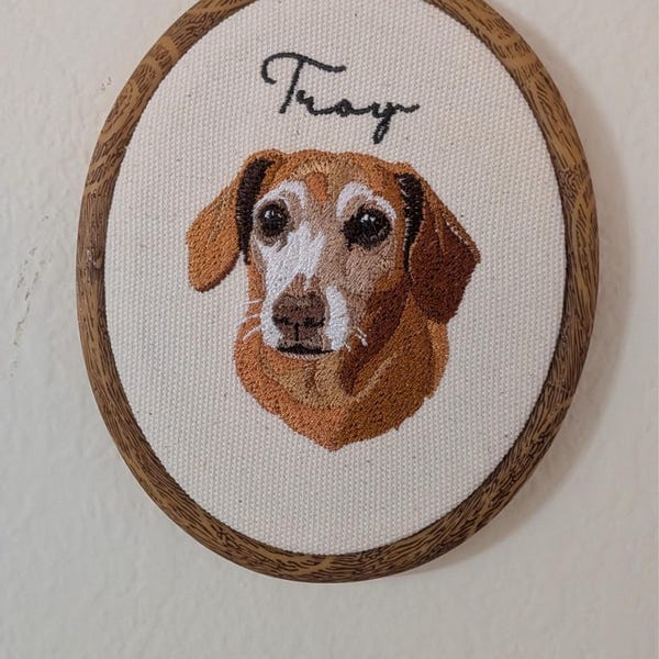 Customer photo review of Personalized Pet Portrait Embroidery Hoop Art