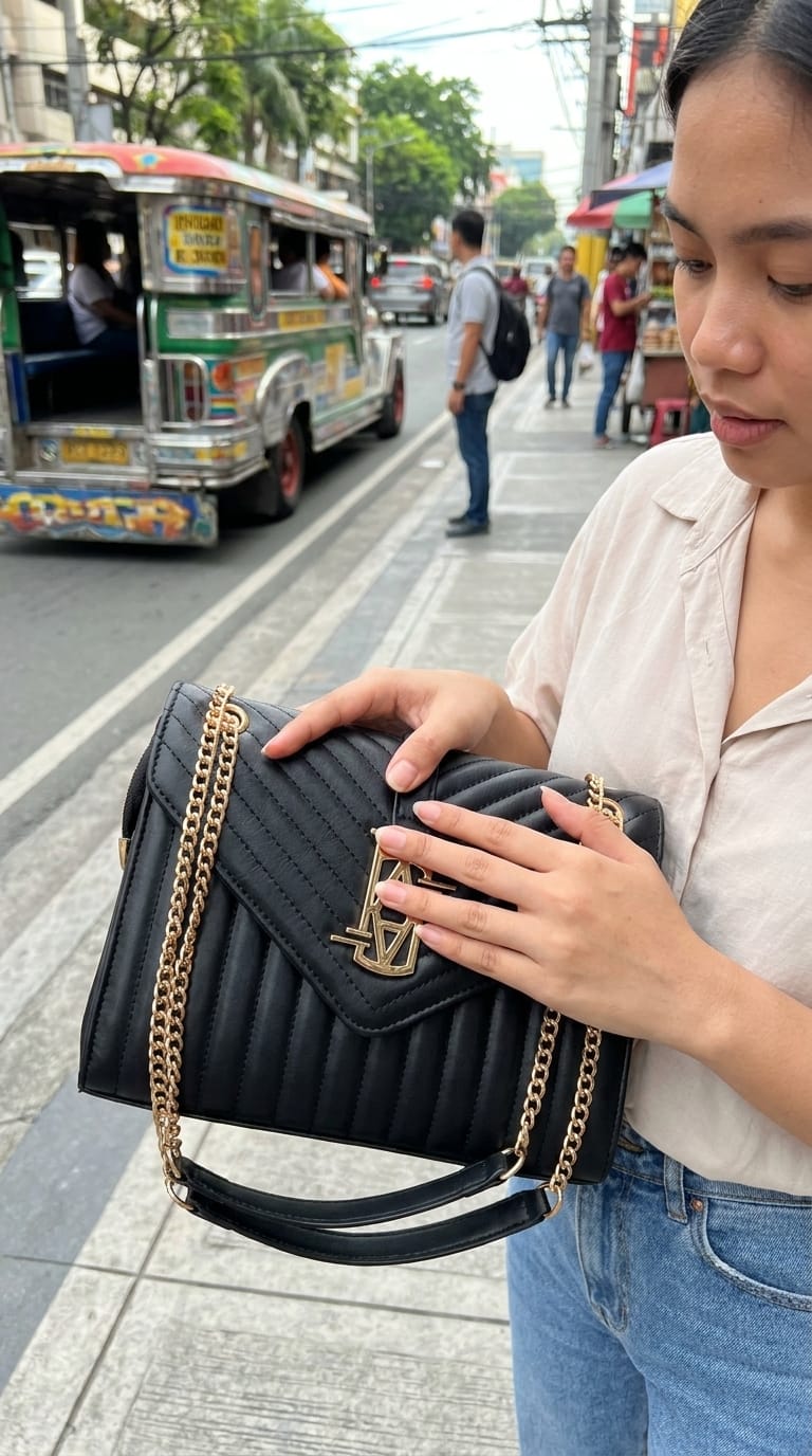 Customer photo review of MADRID LEATHER ENVELOPE BAG