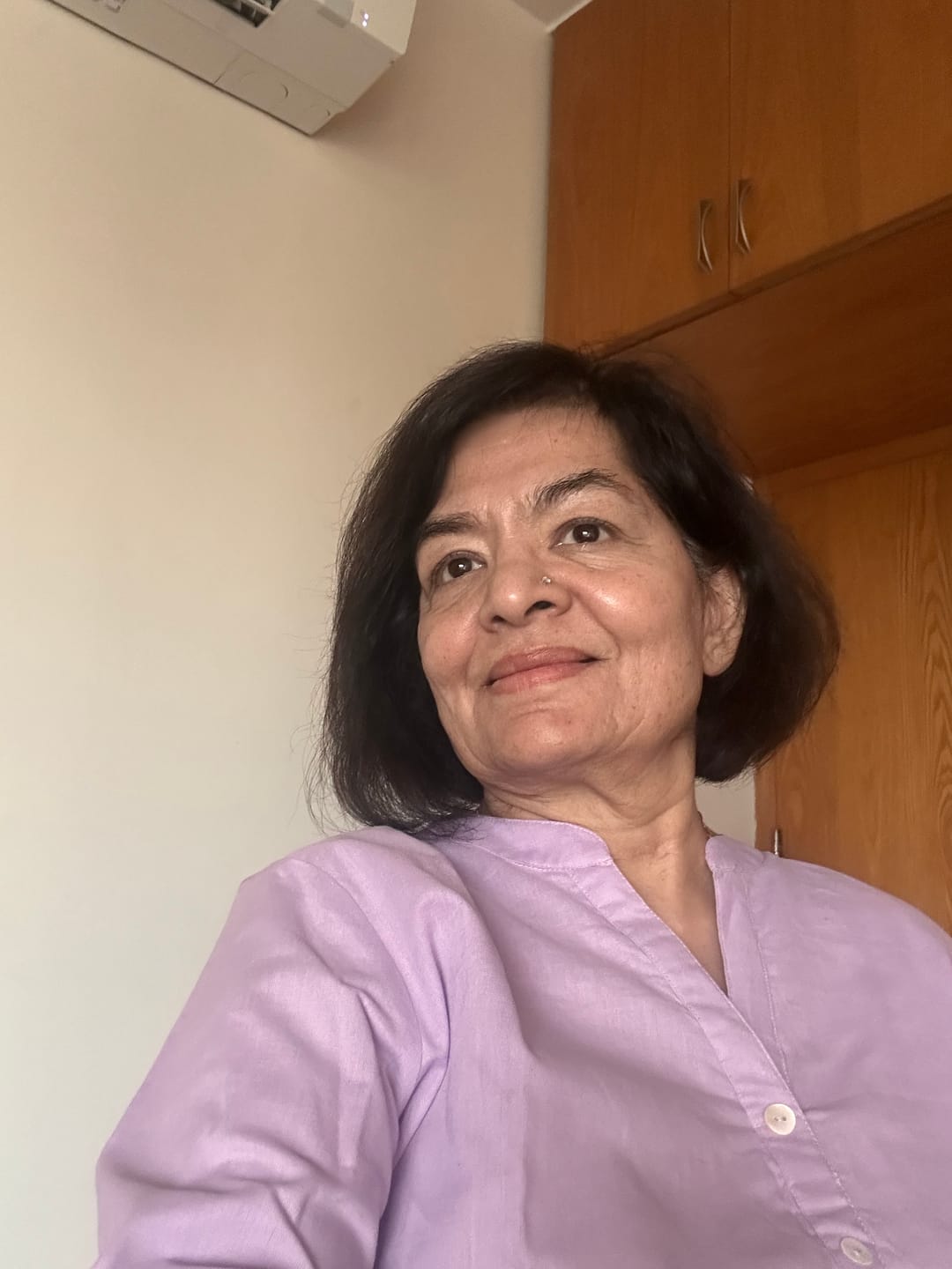 Customer photo review of Women Lilac Airy Linen Long Kurta