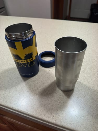 Customer's Universal Buddy replacement insert and sleeve sitting on a countertop.