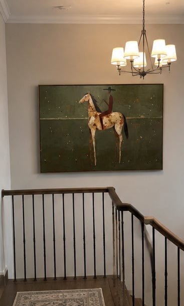 Customer photo review of Plains Rider – Vintage Americana Minimalist Cowboy on Horseback Painting | Western Modern Living Room Art