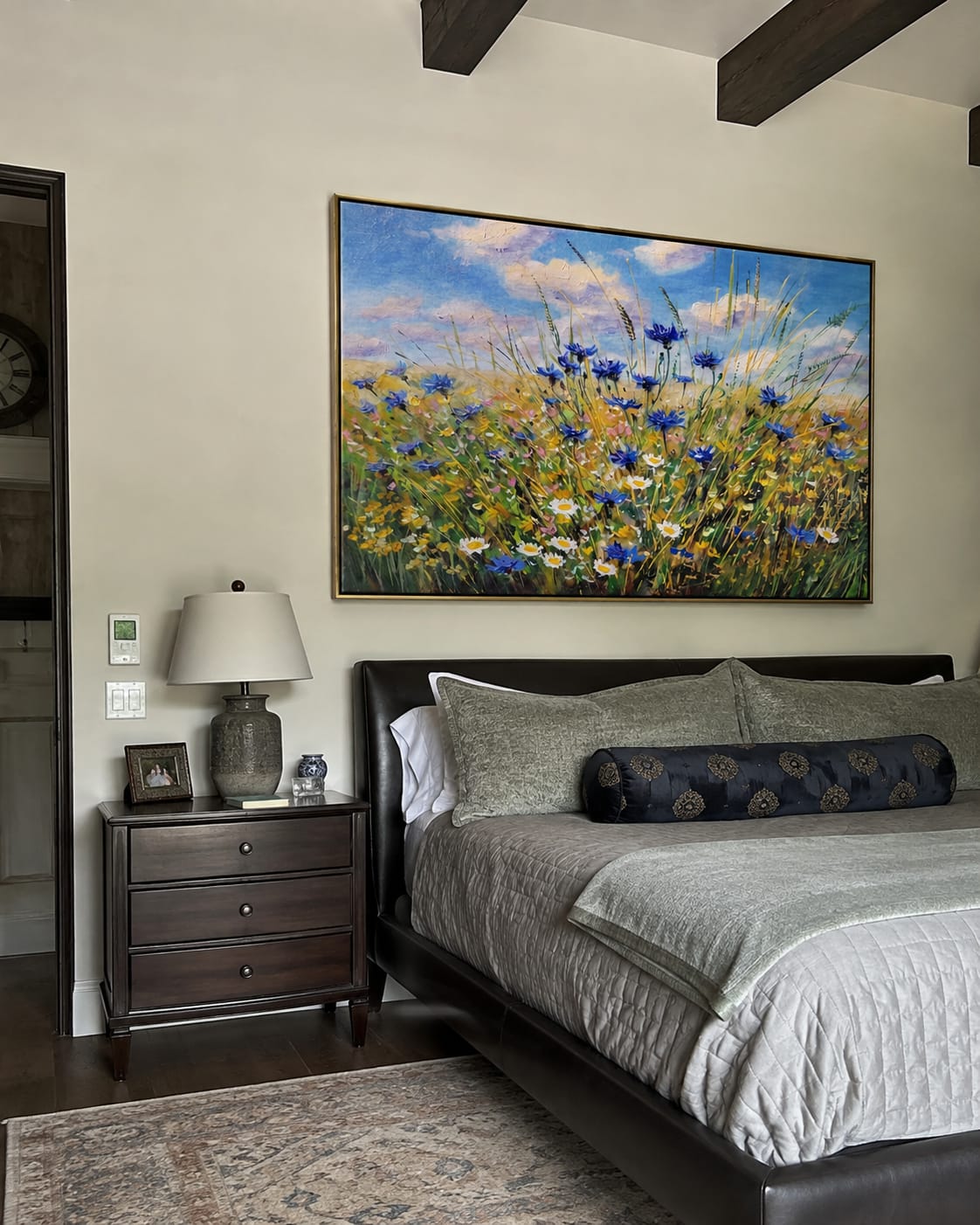 Customer photo review of Cornflower Coastal Fields – Blue & Green Wildflower Meadow Painting | Coastal Farmhouse Living Room Wall Art