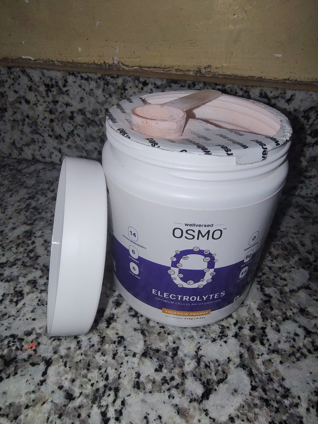 Customer photo review of OSMO - Electrolyte Hydration Blend (Advanced Salts + Taurine & Vitamins) | Valencia Orange Flavour (270g, 45 servings)